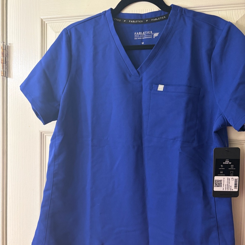 Fabletics Women's Royal Blue V-Neck Scrub Top